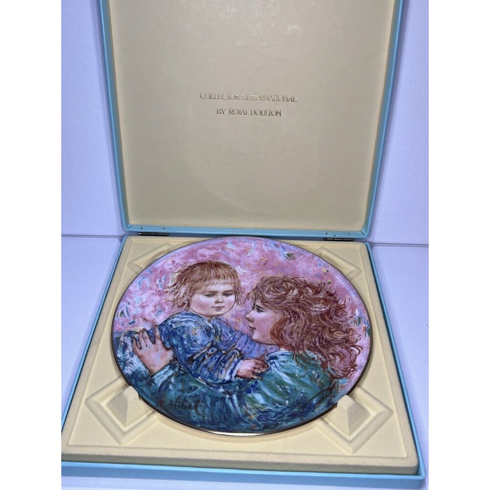 Royal Doulton Kathleen and Child 1981 Edna Hibel Limited Edition Plate w Box COA